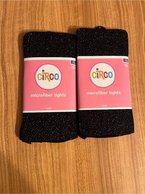 Circo Black Sparkle Microfiber Tights - Pack of 2